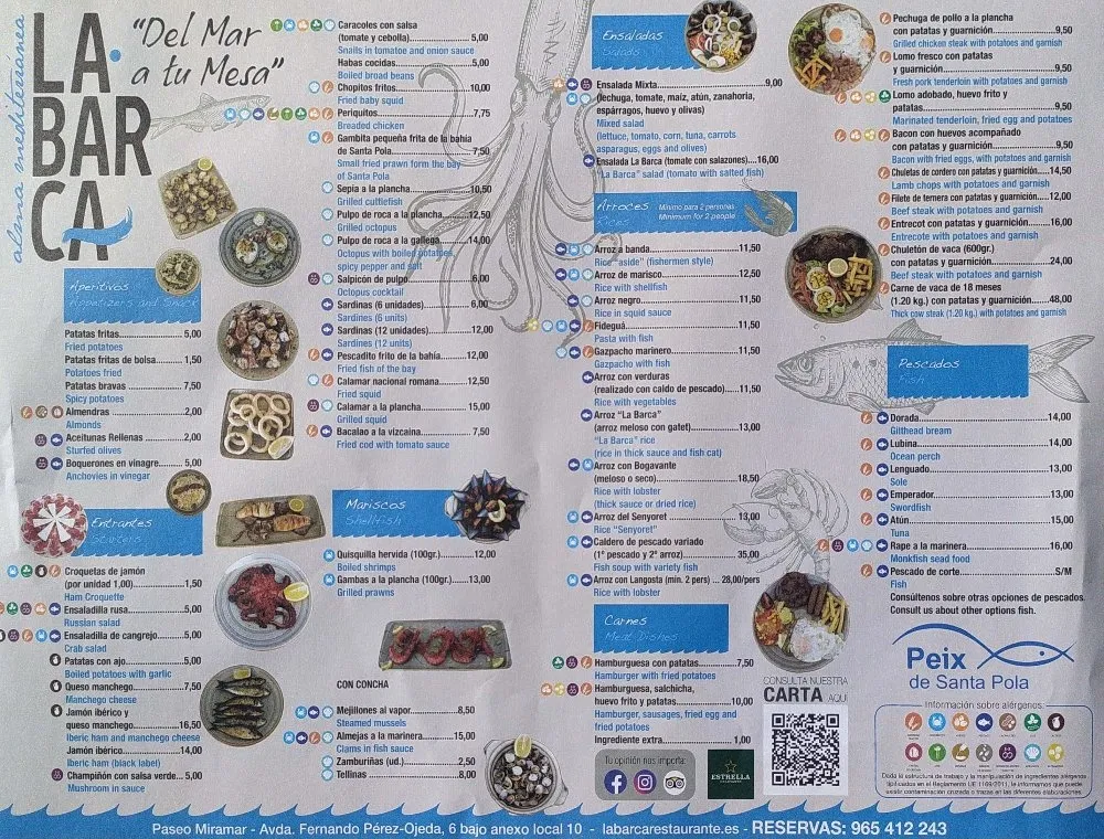 Menu_Restaurant La Barca_Santa Pola_immagine_2