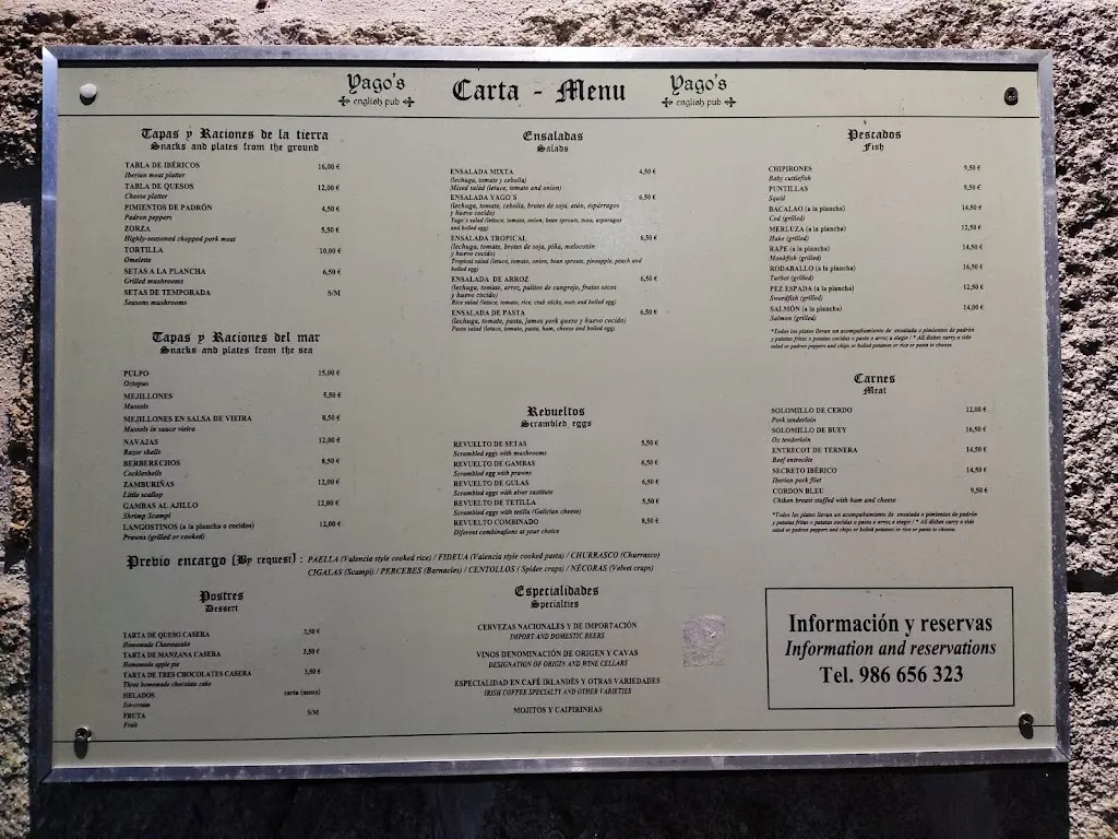 Menu_Yago's Pub Restaurante_Mondariz_image_1
