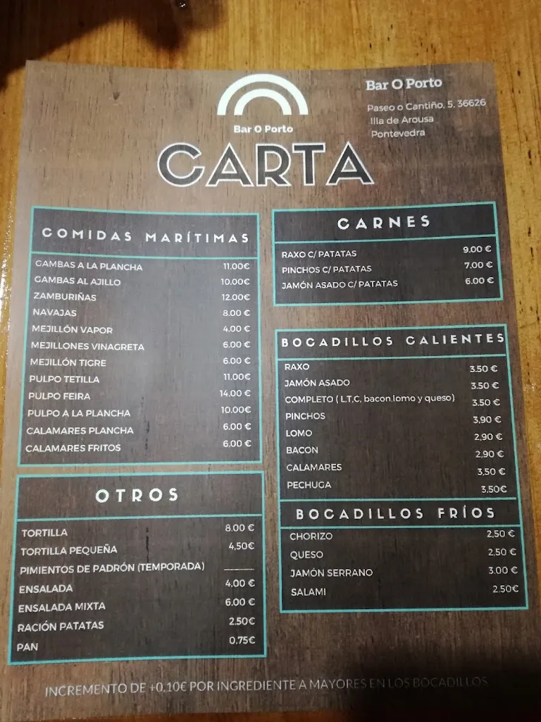 Menu_Bar O Porto_Illa de Arousa A_image_1