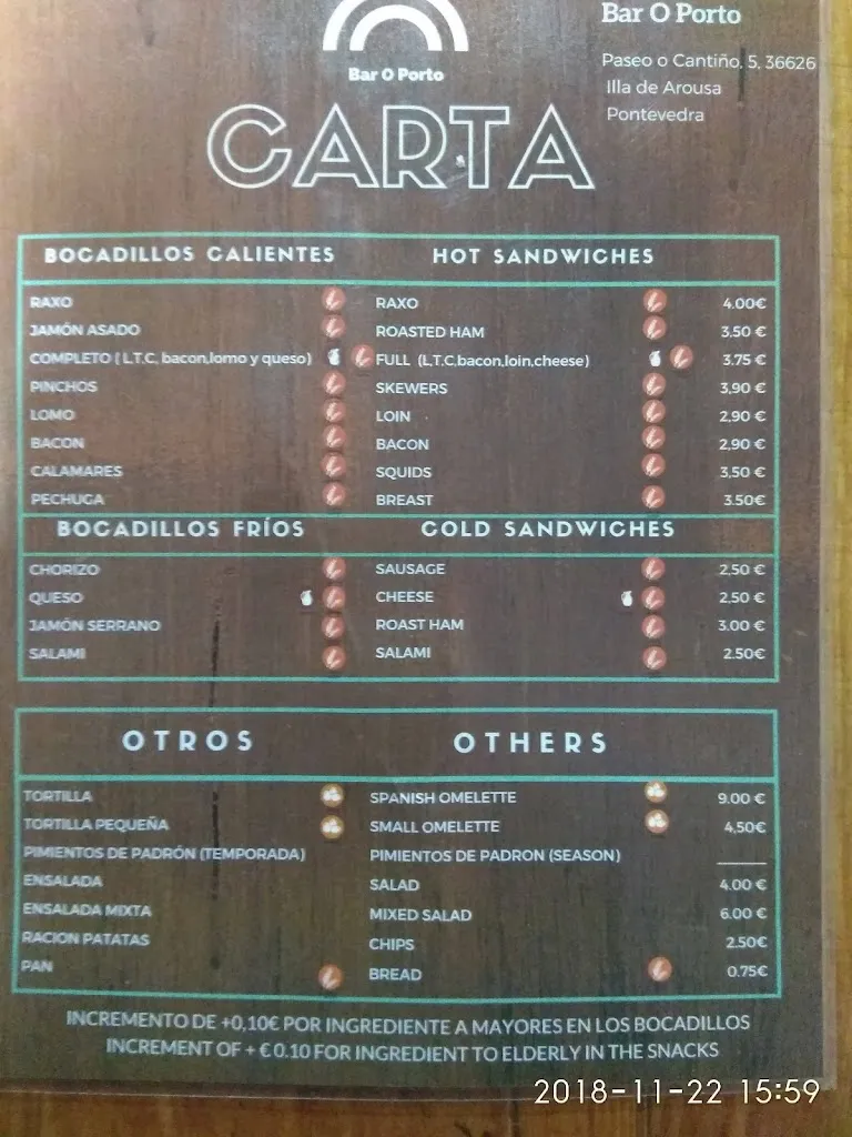 Menu_Bar O Porto_Illa de Arousa A_image_2