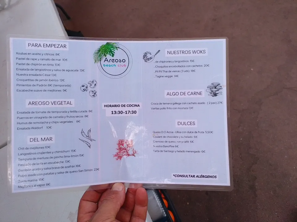 Menu_Areoso Beach Club-Illa de Arousa kayak_Illa de Arousa A_image_1