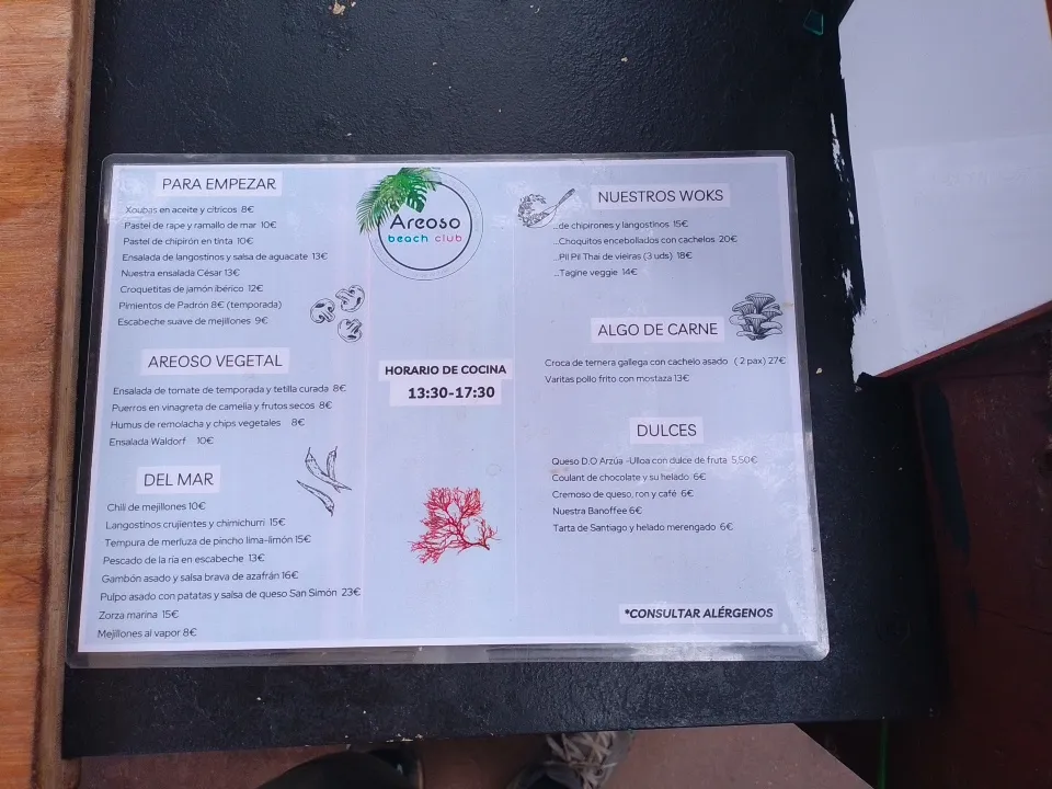 Menu_Areoso Beach Club-Illa de Arousa kayak_Illa de Arousa A_image_2