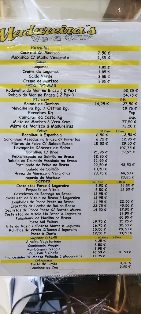 Menu_Madureira's Vera Cruz_Gondomar_image_1