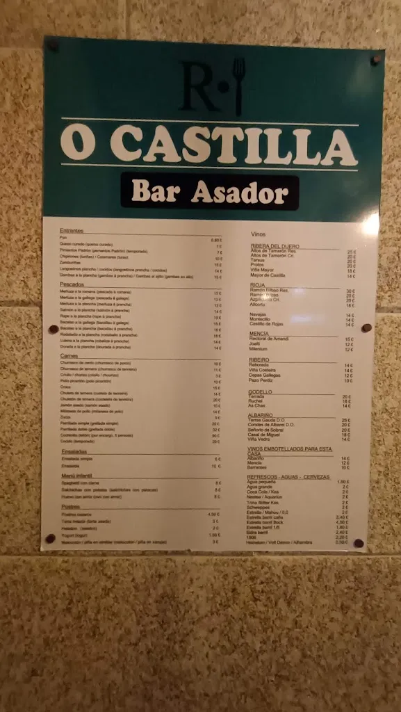 Menu_Bar asador O Castilla_Ponte Caldelas_image_1