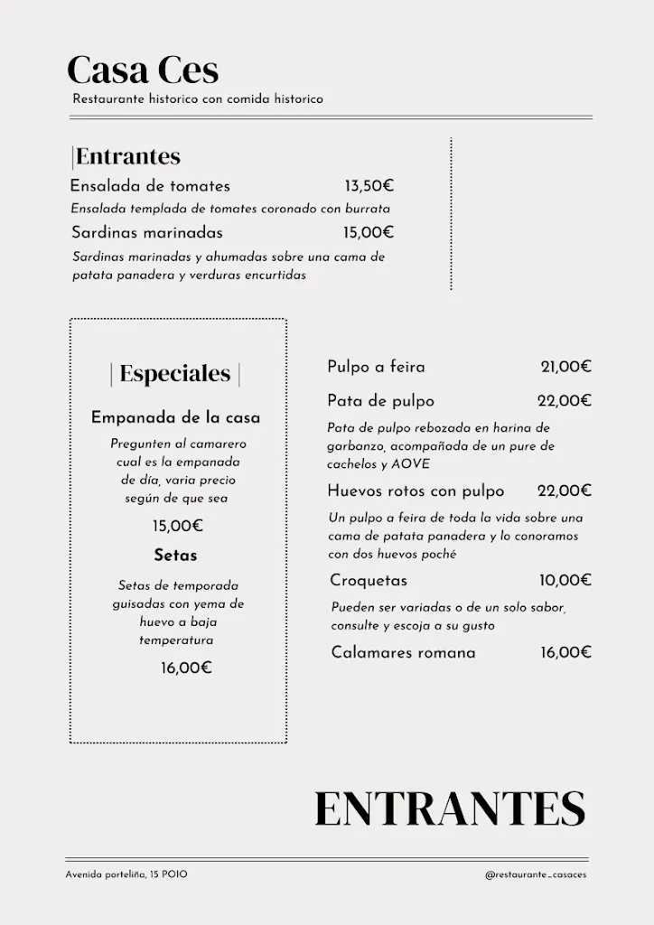 Menu_Restaurante Casa Ces_Poio_immagine_1