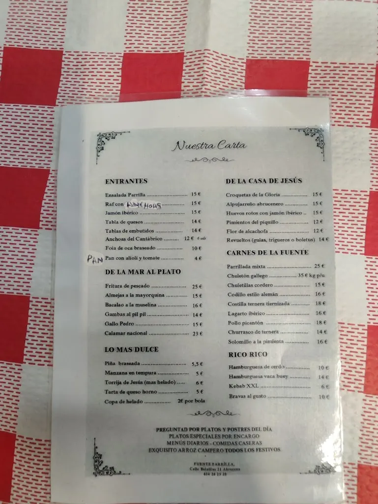 Menu_Restaurante bar Fuente Parrilla y pension la fuente_Abrucena_image_1
