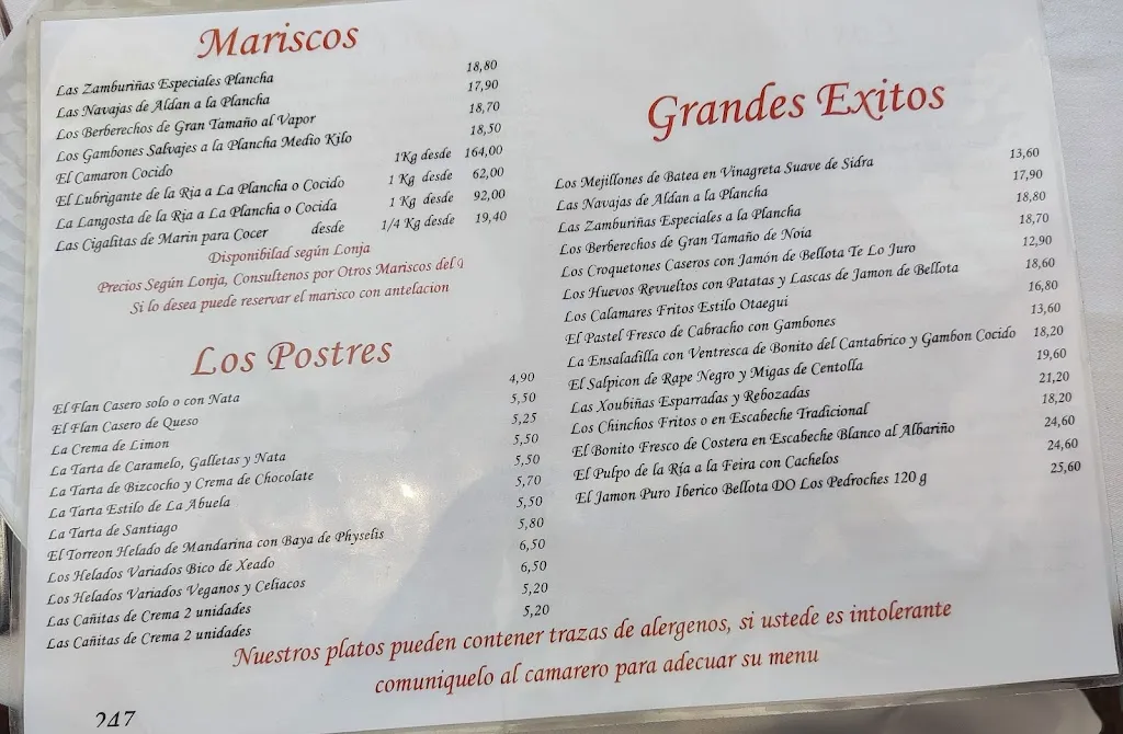 Menu_Restaurante La Abadia_Nigrán_immagine_2