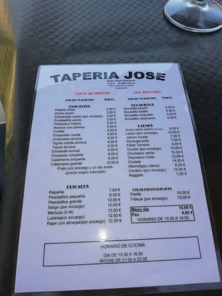 Menu_TAPERIA JOSE_Nigrán_image_2