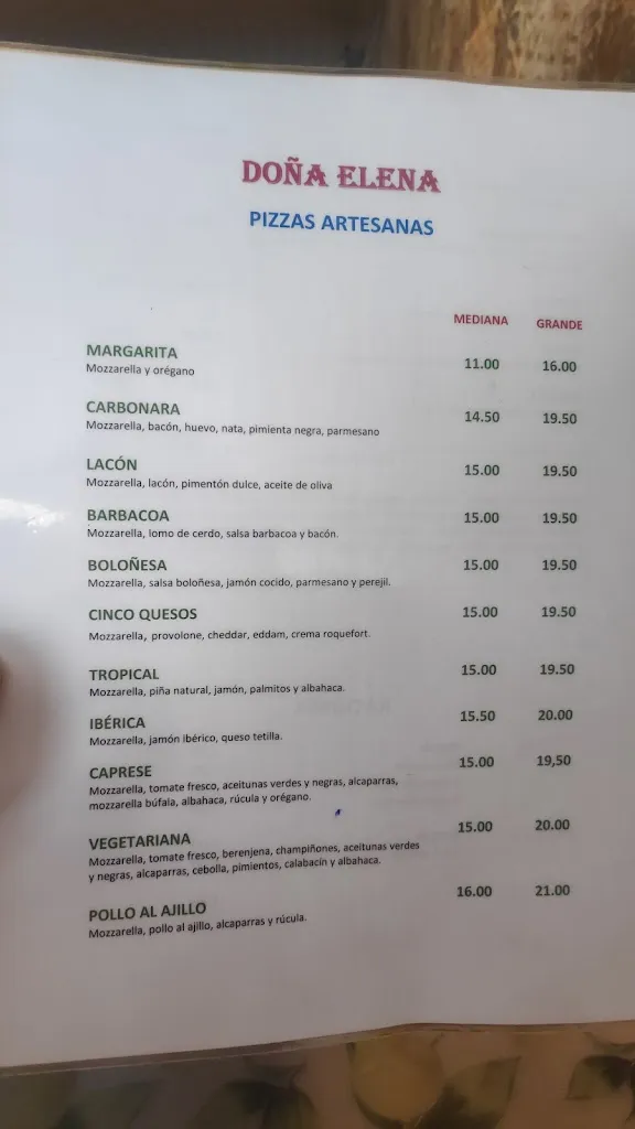 Menu_Pizzeria Doña Elena_Nigrán_immagine_3