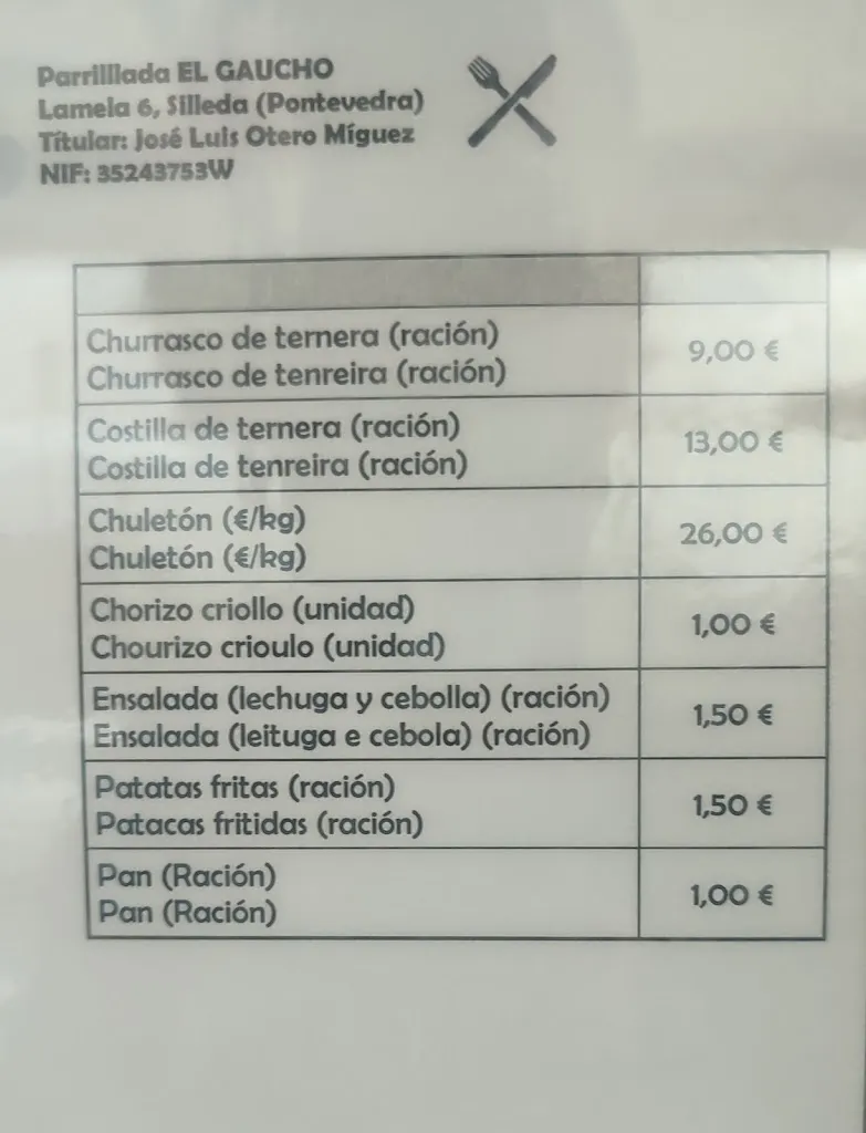Menu_Parrillada el Gaucho_Silleda_image_1