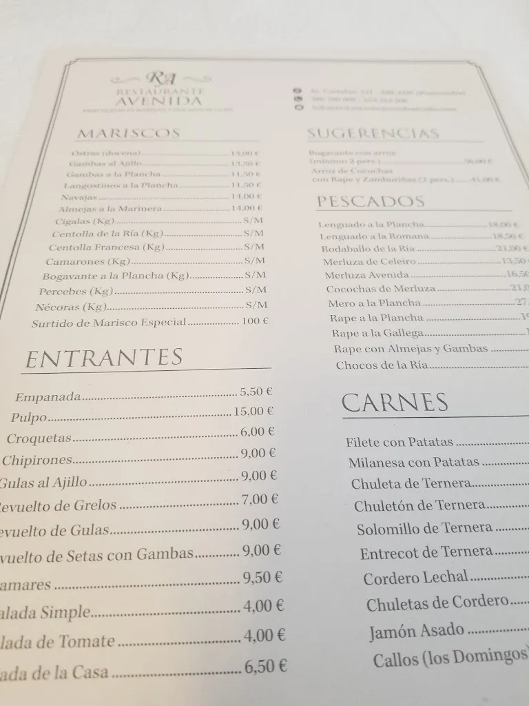 Menu_Restaurante Avenida -Arcade- Mariscos y pescados_Soutomaior_immagine_4