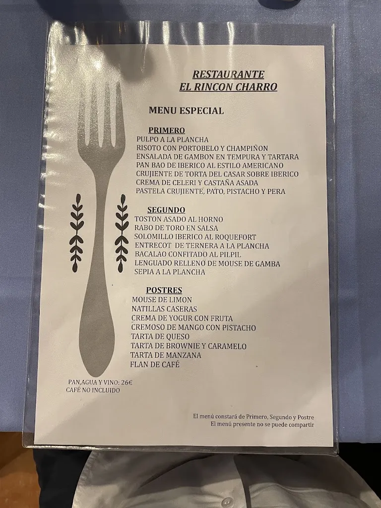 Menu_Restaurante El Rincón Charro_Ahigal de los Aceiteros_immagine_1