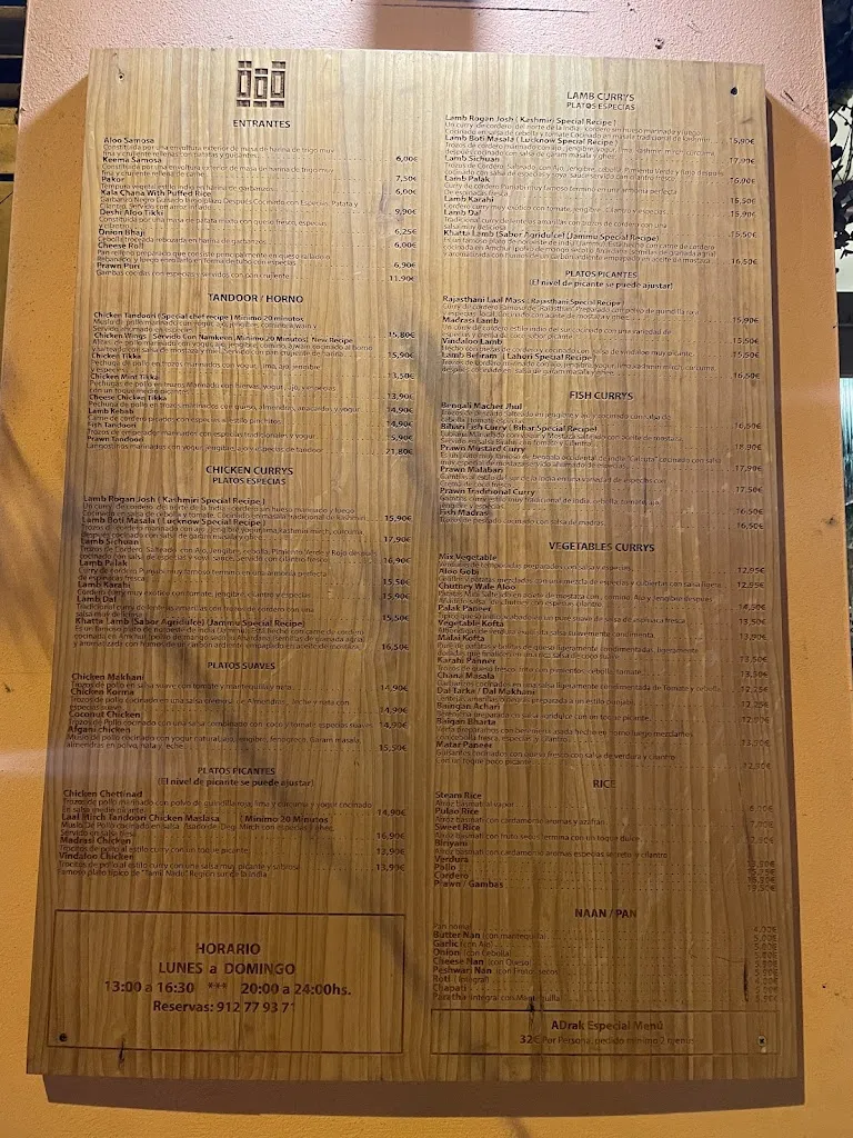 Menu_Adrak Indian Cuisine l Restaurante indio Madrid_Adra_image_1