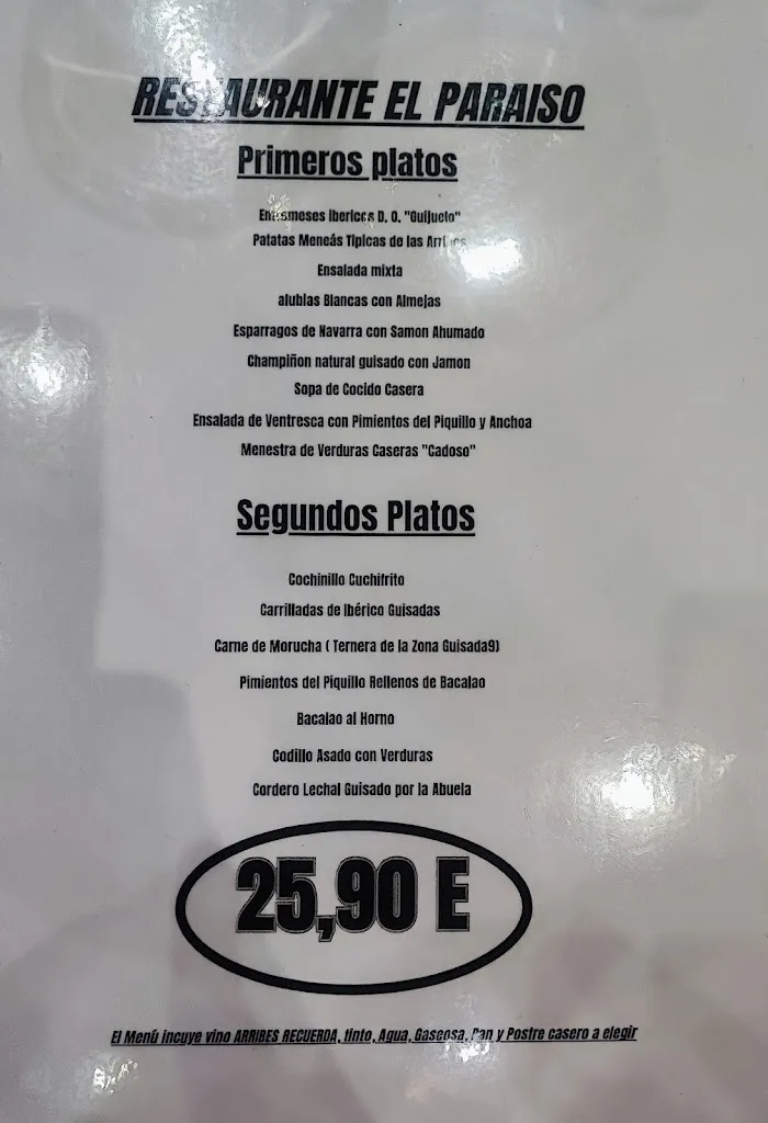 Menu_El Paraíso Restaurante_Aldeadávila de la Ribera_image_3