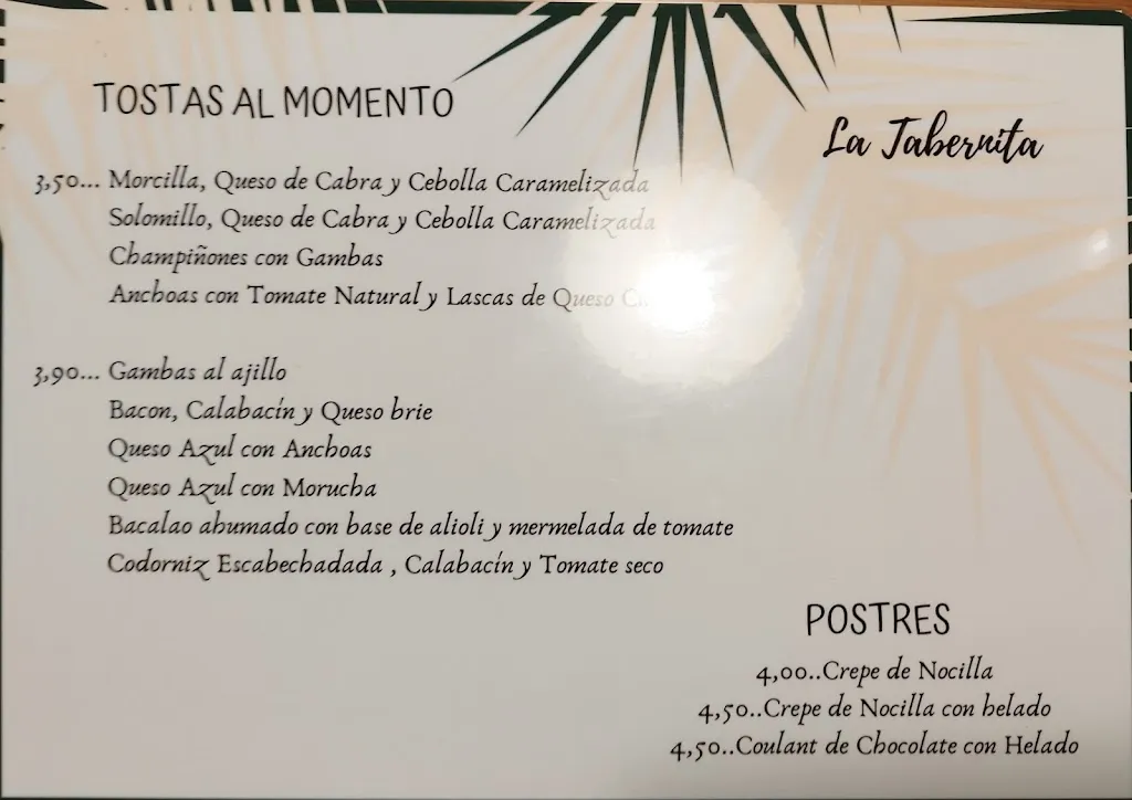 Menu_Bar La Tabernita_Arapiles_image_1