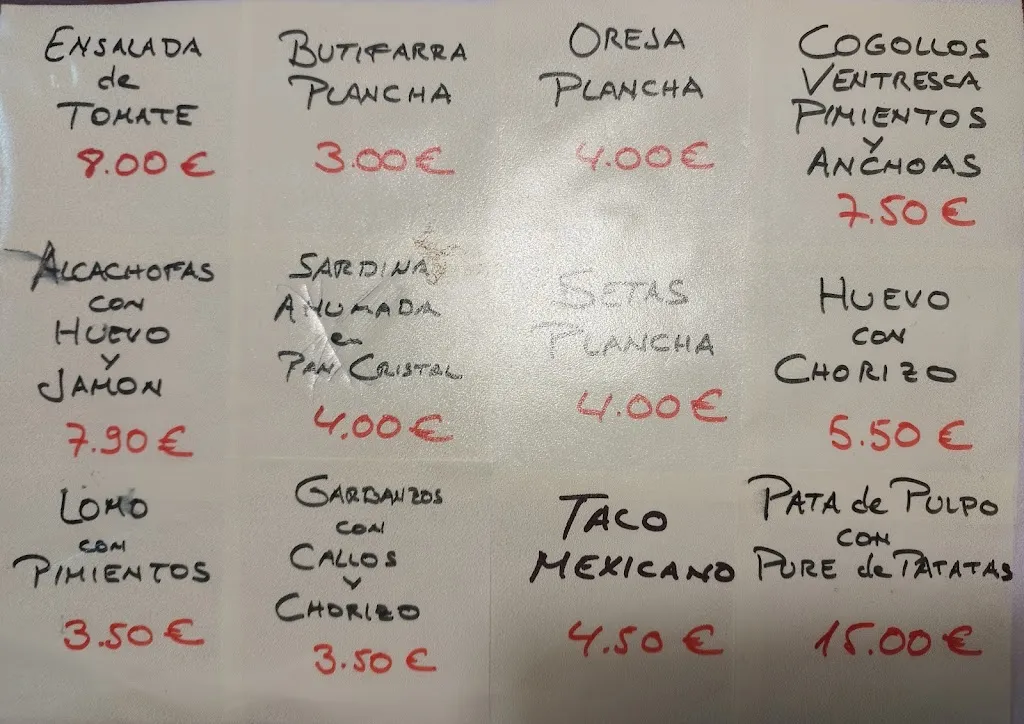 Menu_Bar La Tabernita_Arapiles_image_3