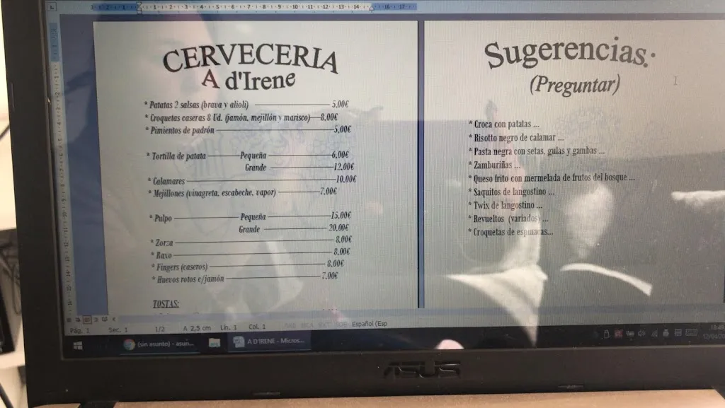 Menu_A D’IRENE Sanxenxo_Sanxenxo_image_4