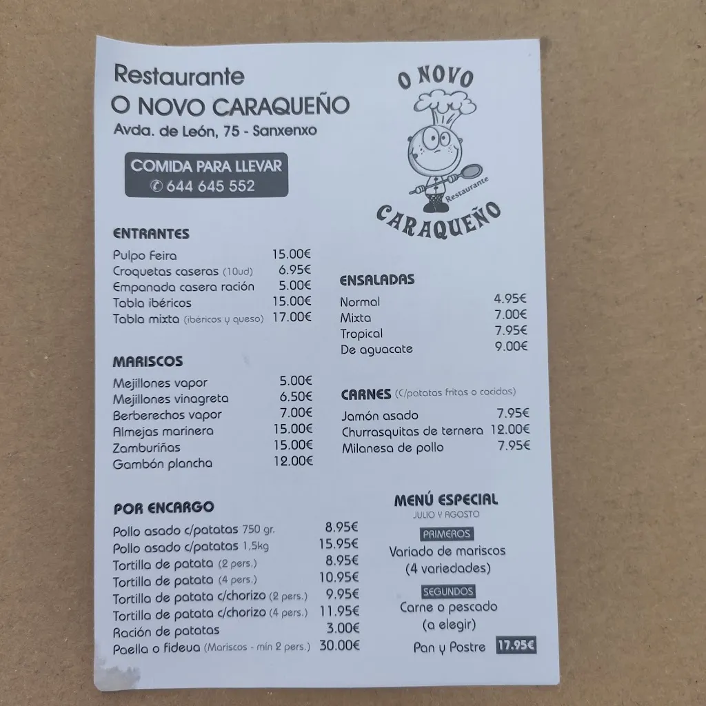 Menü_Restaurante O novo caraqueño_Sanxenxo_Bild_1