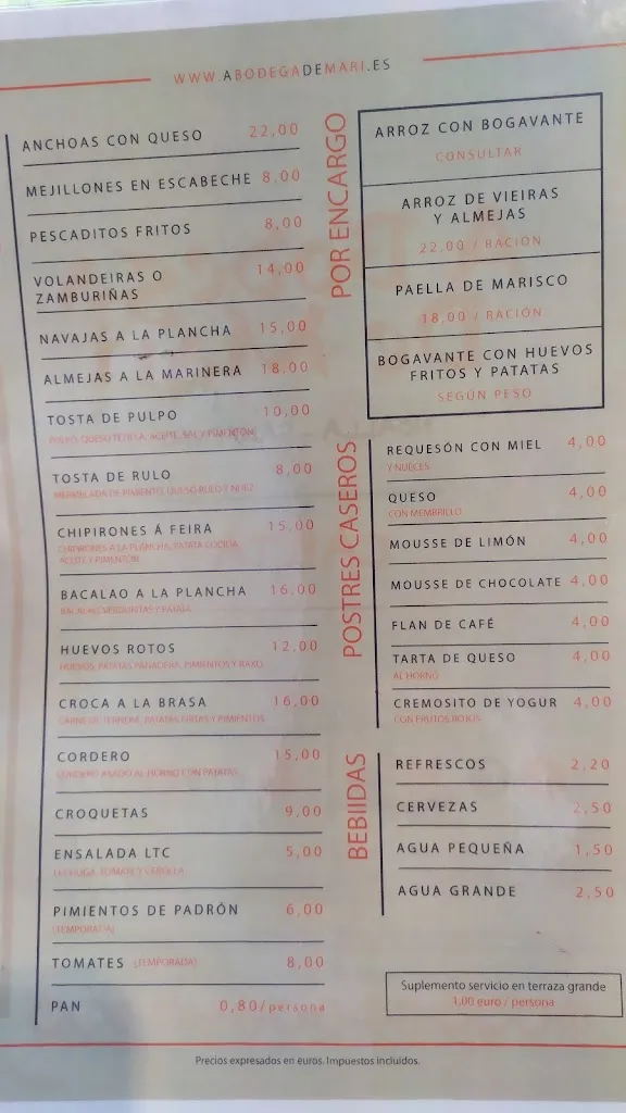 A Bodega de Mari restaurant in Sanxenxo