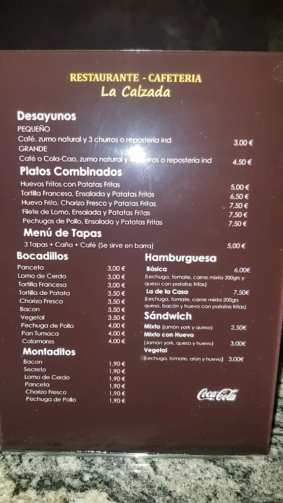 Menü_RESTAURANTE CAFETERIA La Calzada_Cabezabellosa de la Calzada_Bild_1