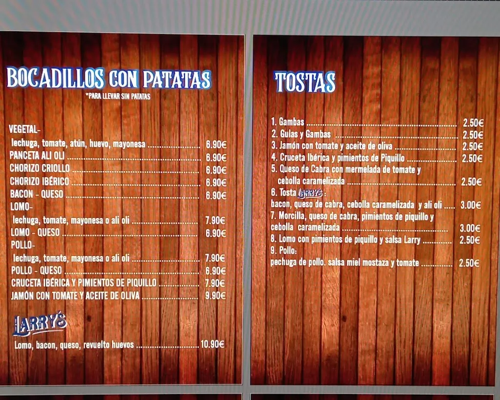 Menu_Cervecería Larry’s_Carbajosa de la Sagrada_image_1
