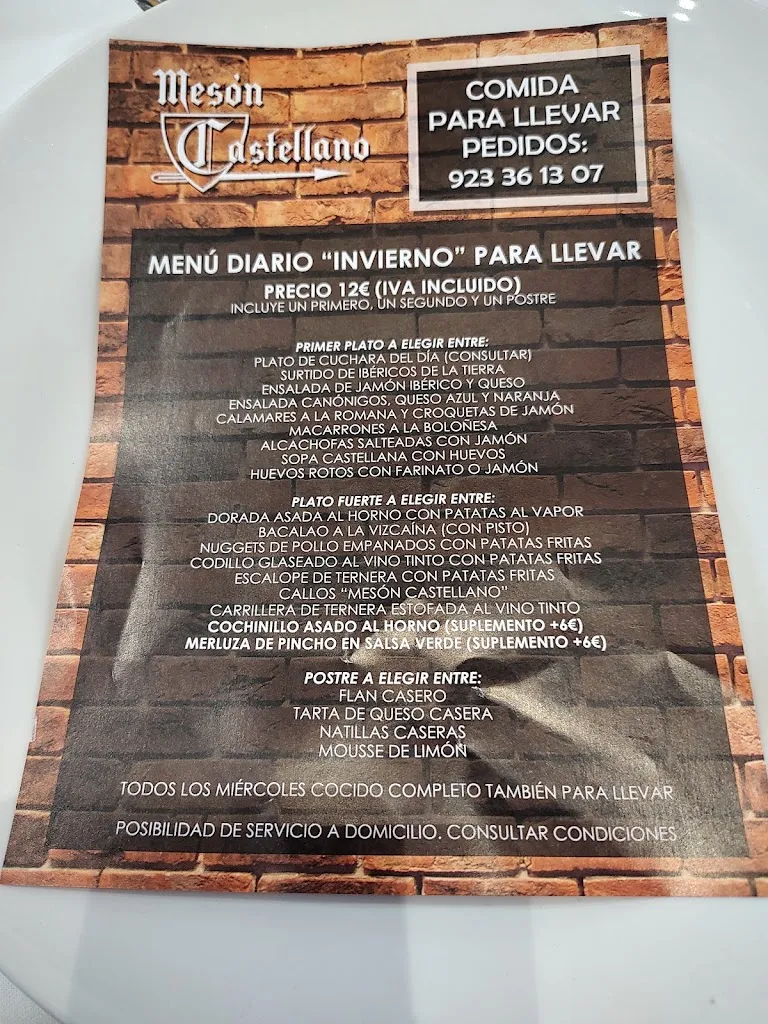 Menu_Mesón Castellano Restaurante_Castellanos de Moriscos_immagine_4