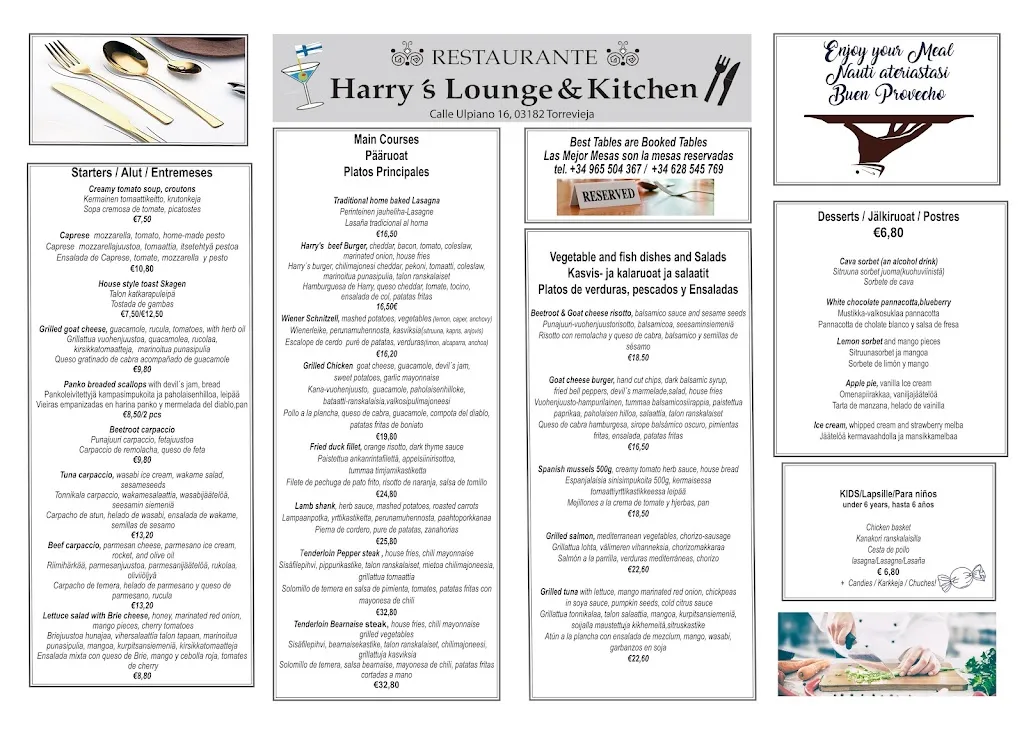 Menu_Harry's Lounge & Kitchen_Torrevieja_image_1