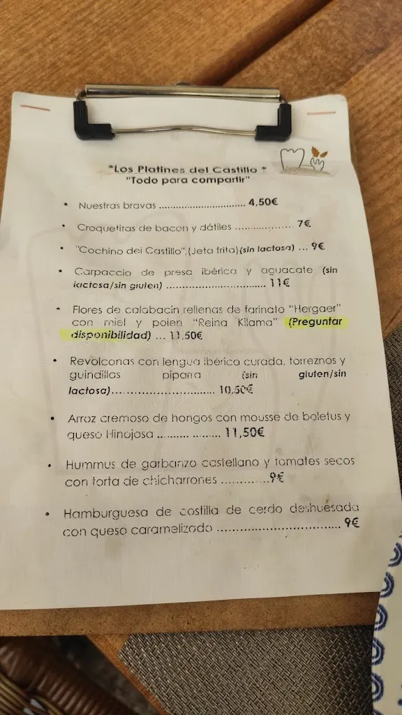 Menu_Restaurante  Castillo de Montemayor del Río-Salamanca_Colmenar de Montemayor_immagine_3