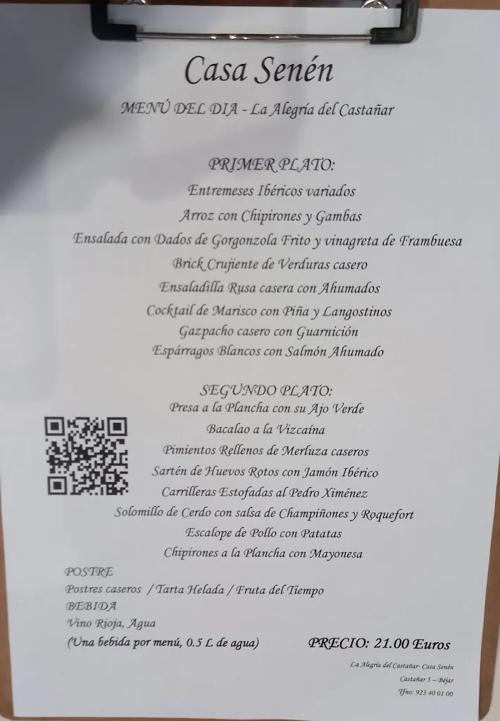 Menu_La Alegría del Castañar - Casa Senén_Fuentes de Béjar_image_2