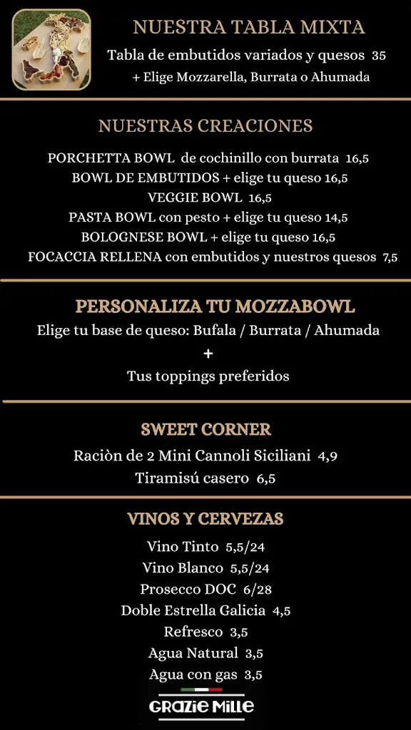 Menu_Grazie Mille Mozzarella Bar Galería Canalejas_Fuente de San Esteban La_image_1