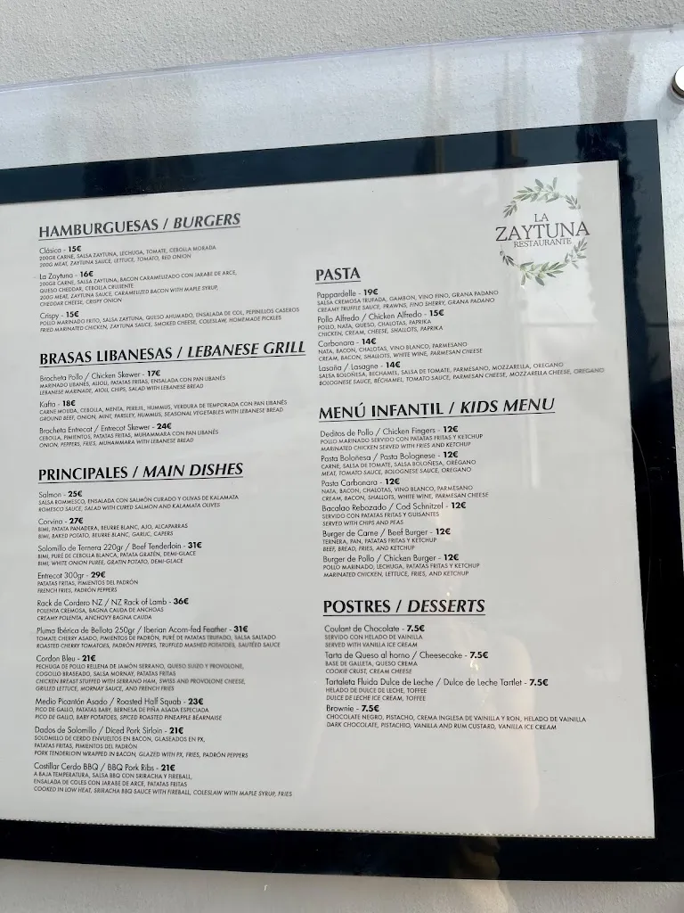 Menu_La Zaytuna Restaurant_Torrevieja_image_1