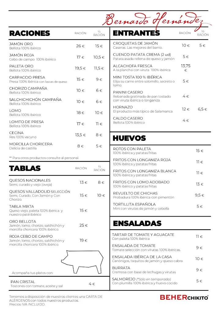 Menu_BEHER Madrid Chikito | Jamón Ibérico 100%_Guijuelo_immagine_1
