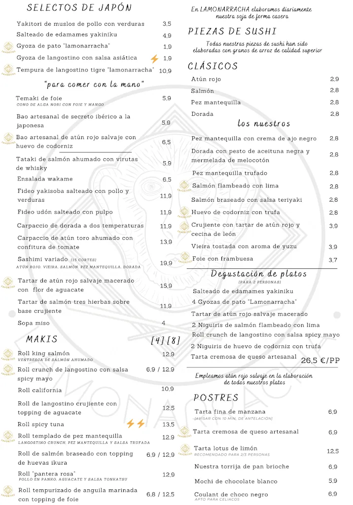 Menu_Lamonarracha Justicia | Restaurante japonés fusión_Moronta_immagine_1