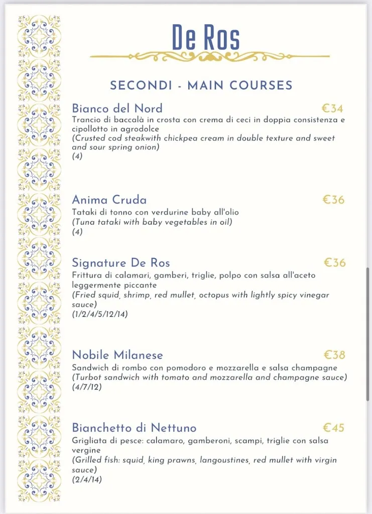 Menu_DeRos Restaurant_Milano El_image_1