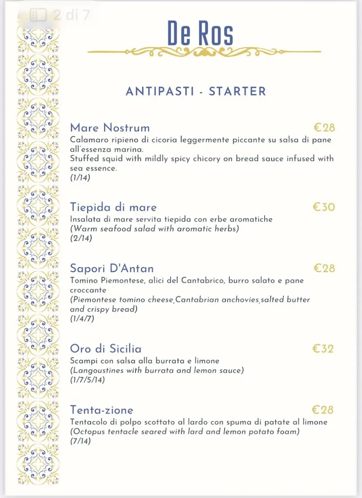 Menu_DeRos Restaurant_Milano El_image_2