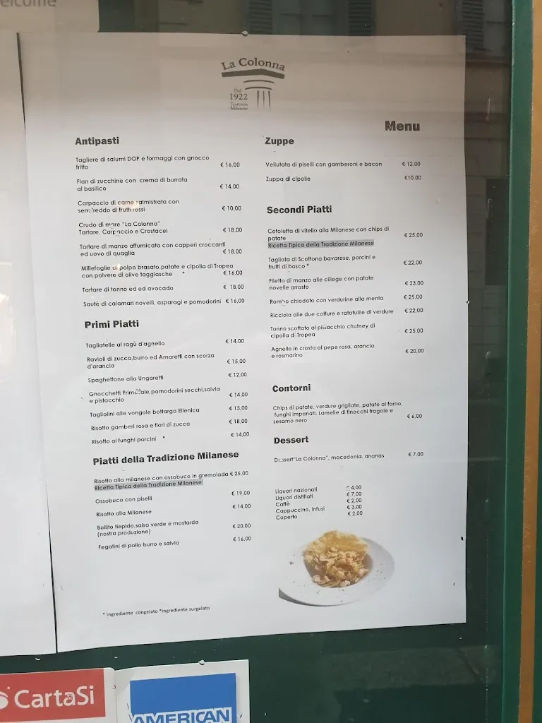 Menu_Trattoria milanese dal 1922 | La Colonna_Milano El_image_1