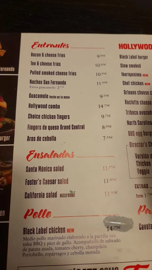 Menu_Foster's Hollywood_Pino de Tormes El_image_2