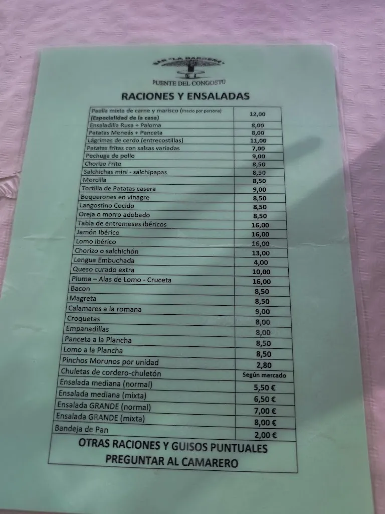 Menu_Chiringuito La Bardera de Puente del Congosto_Puente del Congosto_image_3