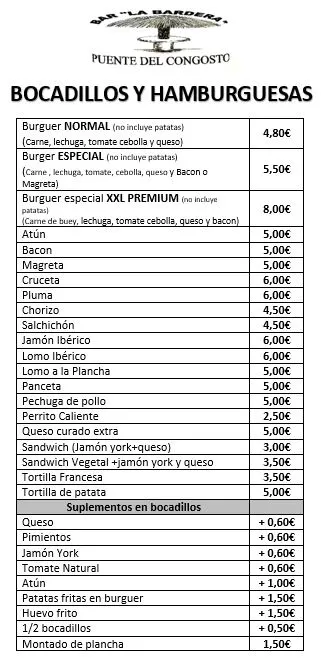 Menu_Chiringuito La Bardera de Puente del Congosto_Puente del Congosto_image_4