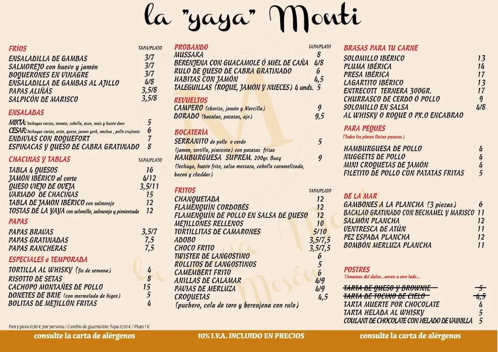 Menü_Meson La Yaya Monti_Rinconada de la Sierra La_Bild_2