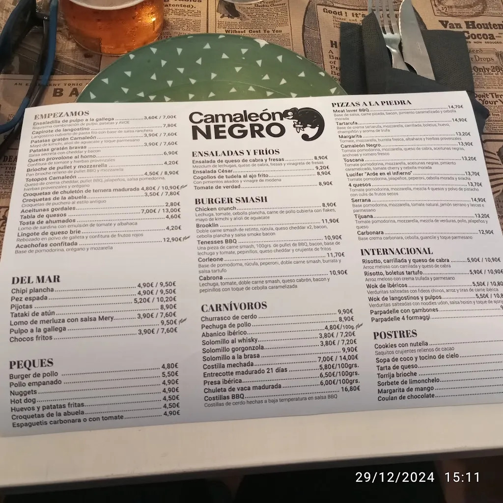 Menu_Camaleón Negro Casual&Grill Experience_Rinconada de la Sierra La_image_1