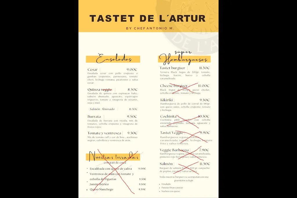 Menu_El Tastet de l’Artur – Cocina tradicional catalana, brunch y tapas caseras_Sagrada La_image_1