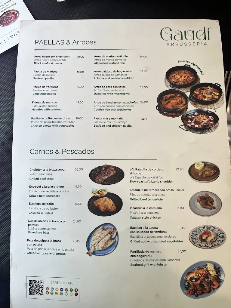 Menu_Arrosseria Gaudí Restaurant_Sagrada La_image_4