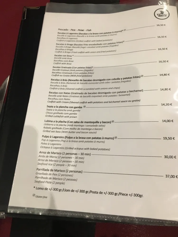 Menu_Oporto Restaurante_Sagrada La_image_1