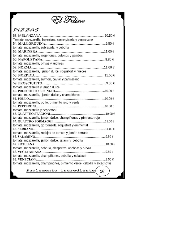 Menu_El Felino - Restaurante Pizzería en Barcelona_Sagrada La_image_1