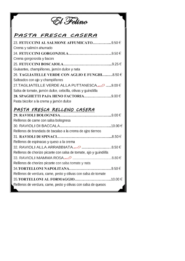 Menu_El Felino - Restaurante Pizzería en Barcelona_Sagrada La_image_3