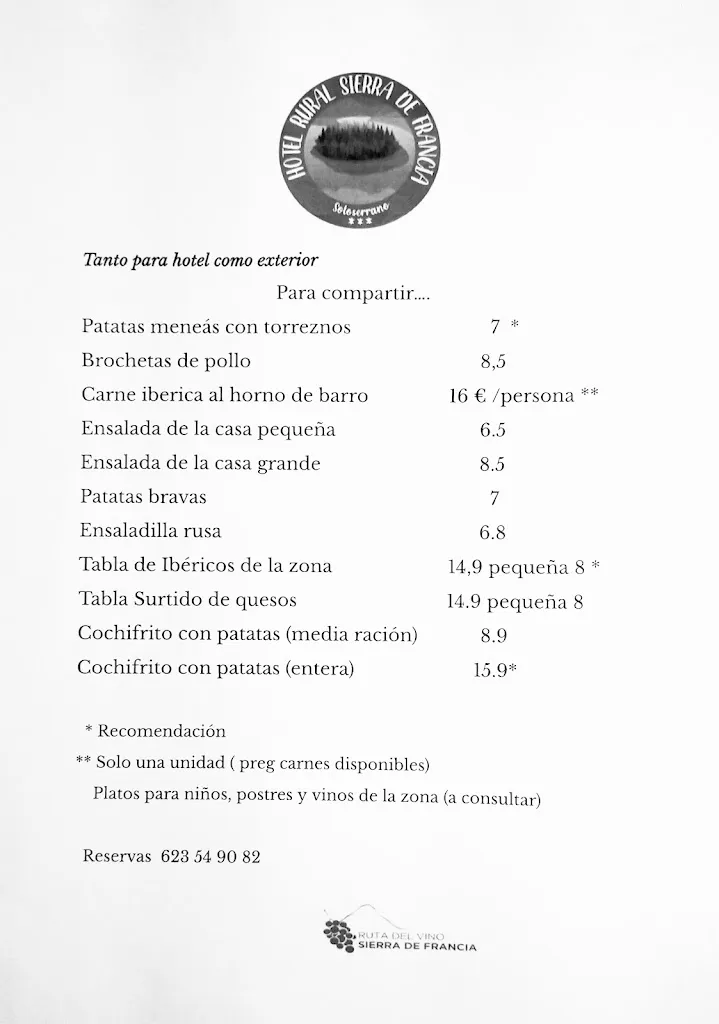 Menu_Hotel Rural Sierra de Francia_Sotoserrano_image_1