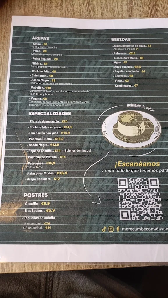 Menu_Restaurante Merecumbé comida venezolana_Valdecarros_image_2