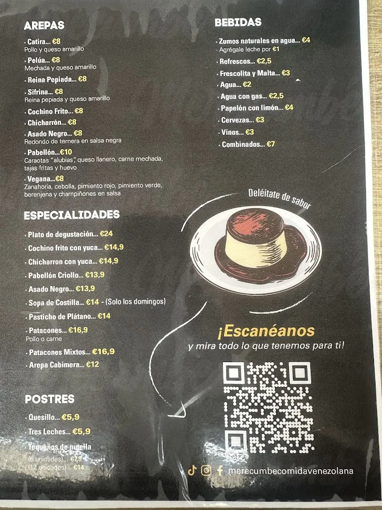 Menu_Restaurante Merecumbé comida venezolana_Valdecarros_image_4