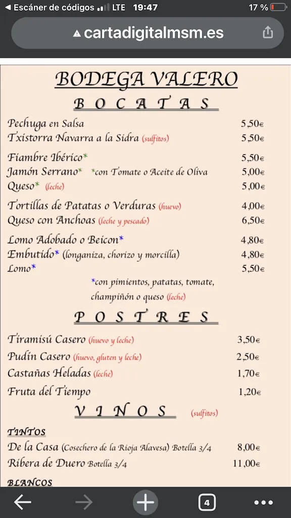 Menu_Bodega Valero_Valero_immagine_4